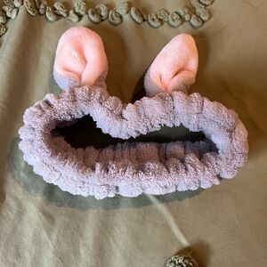 Cute Gray and Pink Bunny Ear Headband
